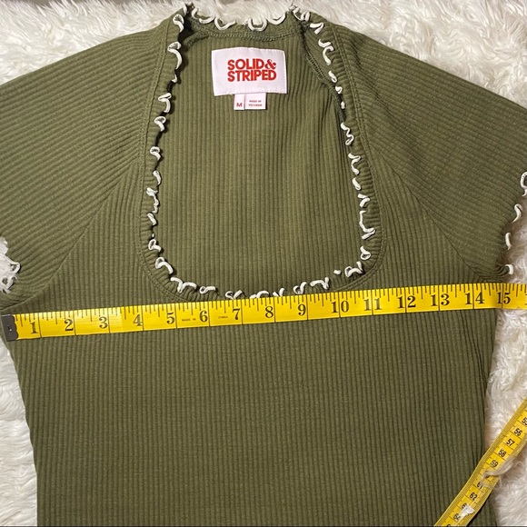 SOLID & STRIPED Green Ribbed Cropped Tee NEW Sz M - Picture 9 of 12